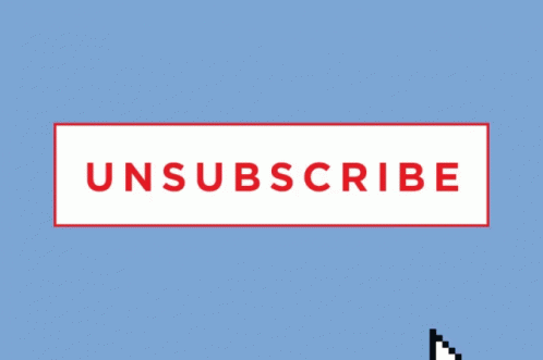 An animated GIF image of a mouse cursor hovering over a red UNSUBSCRIBE button on a blue background.